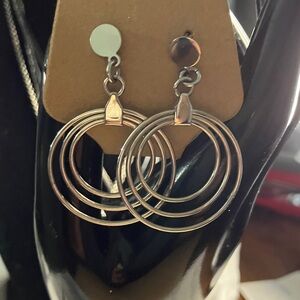 Chic Silver Triple Hoop Earrings